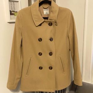 L Tan wool pea coat